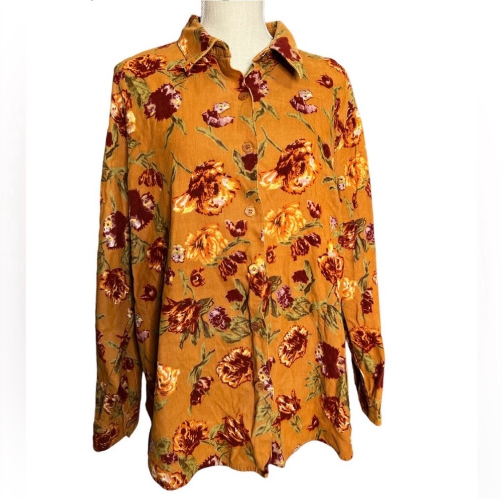 LEMON🌞GRASS 2X Women Golden Yellow, Button Down Shirt-Fine Corduroy